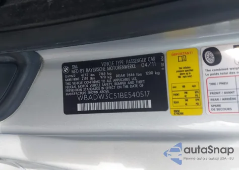 2011 BMW 328I from USA, damaged, VIN WBADW3C51BE540517